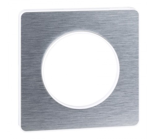 Odace Полированный алюминий/Белый Рамка 1-ая  S52P802J  Schneider Electric