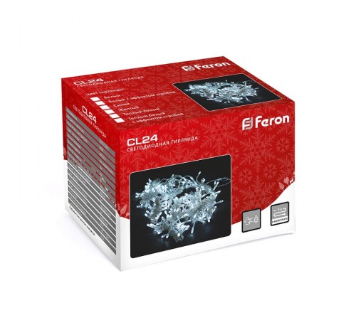 Гирлянда-занавес 230V 480 LED 3*3м, 2700K, IP44 , сетевой шнур 3м в комплекте, CL24  41626  FERON