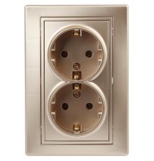 1-205-04 Intro Розетка 2X2P+E Schuko, 16А-250В, IP20, СУ, Plano, шампань  Б0030071  Intro