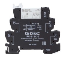 Реле интерфейсное, 1CO, ком. ток 6А, AgSnO2, напряжение 230V AC/DC, винтовые клеммы.  IRK-230UC-1CO  DKC
