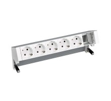 Simon S400 Настольный розеточный блок, 5х2P+E, 1 пустой модуль, алюминий, Simon 400  42605000-133  Simon