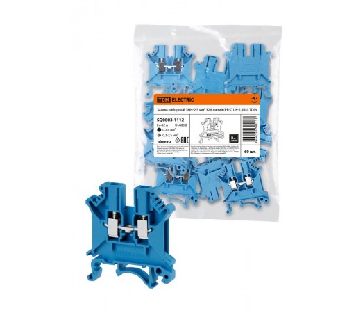 Зажим наборный ЗНН-2,5мм2 32А синий (Ph-C UK-2,5BU)  SQ0803-1112  TDM