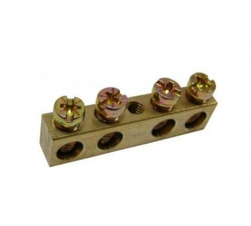 Шина PEN "земля-ноль" 6х9мм 4/1 (4группы/креп по центр)  YNN10-04-100  IEK