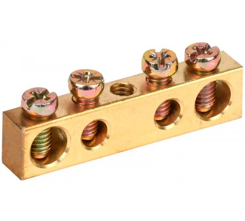 Шина PEN "земля-ноль" 6х9мм 4/1 (4группы/креп по центр)  YNN10-04-100  IEK