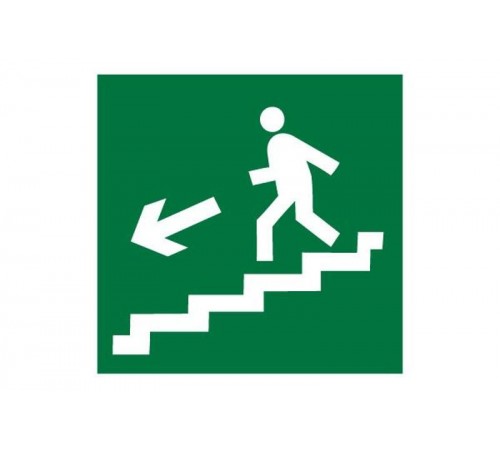 Знак эвакуационный E 14 "Направление к эвакуационному выходу по лестнице вниз" 200х200 мм  pn-e-14  EKF