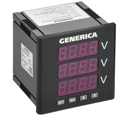 Вольтметр цифровой щитовой трехфазный DO RS-485 96х96мм LED  IDV21-5-3-3-LED-G  GENERICA
