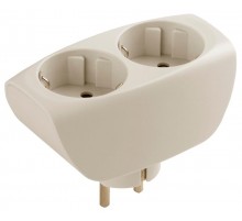 Тройник SP-2e-I  2гн, с заземл, со шторками (сл. кость) (10/60/1440) Б0002369  ЭРА