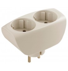 Тройник SP-2e-I  2гн, с заземл, со шторками (сл. кость) (10/60/1440) Б0002369  ЭРА