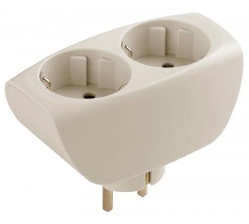 Тройник SP-2e-I  2гн, с заземл, со шторками (сл. кость) (10/60/1440) Б0002369  ЭРА