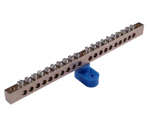 Шина _N_ 150.12 Шина "N" на 12 присоединений 150А на 1 изоляторе стойка  Шина _N_ 150.12  HEGEL