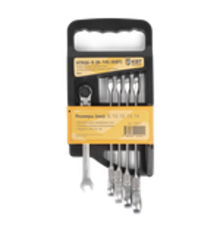 Набор гаечных комбинированных трещоточных ключей НТКШ-5 (8-14)  79201  КВТ