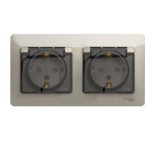 Glossa Молочный Розетка 2-ая с з/к, со шторками (в сборе), IP44  GSL000947  SE