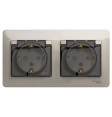 Glossa Молочный Розетка 2-ая с з/к, со шторками (в сборе), IP44  GSL000947  SE