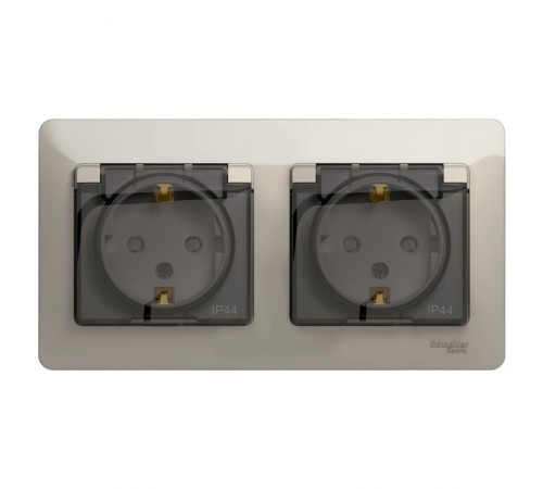 Glossa Молочный Розетка 2-ая с з/к, со шторками (в сборе), IP44  GSL000947  SE