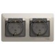 Glossa Молочный Розетка 2-ая с з/к, со шторками (в сборе), IP44  GSL000947  SE