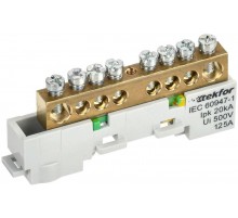 TEKFOR Шина PE "земля" неизолированная на универсальном держателе 8х12-8-Ж  TF-NN20-08-DL-K05  IEK