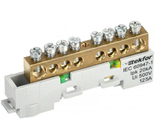 TEKFOR Шина PE "земля" неизолированная на универсальном держателе 8х12-8-Ж  TF-NN20-08-DL-K05  IEK