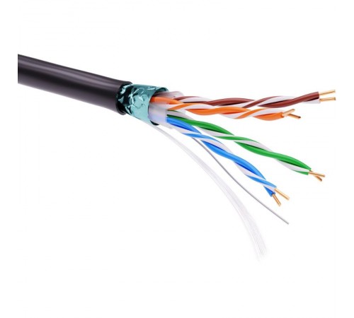 Кабель витая пара кат. 5E экранированный F/UTP, 4 пары, светостабилизированный ПЭ, цвет внешней оболочки черный, катушка 305 м  RN5EFUKPEBK  DKC