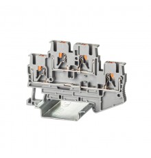 Клемма двухуровневая, зажим push-in, 4 точки подключения, 2.5 кв.мм, серая  VPRTT-2.5-GY  DKC