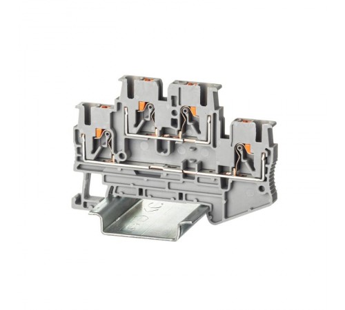 Клемма двухуровневая, зажим push-in, 4 точки подключения, 2.5 кв.мм, серая  VPRTT-2.5-GY  DKC