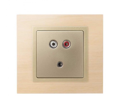 Simon 82 Накладка для коннектора мини-джек + 2RCA, S82, S82N, шампань  8201092-034  Simon