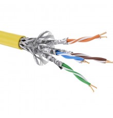 Кабель витая пара кат. 7 экранированный, F/FTP, 4 пары, нг(А)-HF, цвет внешней оболочки желтый, катушка 500 м  RN7FFK01YL  DKC