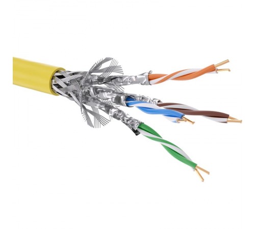 Кабель витая пара кат. 7 экранированный, F/FTP, 4 пары, нг(А)-LSLTx, цвет внешней оболочки желтый, катушка 500 м  RN7FFK03YL  DKC