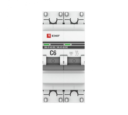 Выключатель автоматический двухполюсный 2P 6А (C) 6кА ВА 47-63 DC EKF PROxima  mcb4763-DC-2-06C-pro  EKF (замена - M63DC626C)