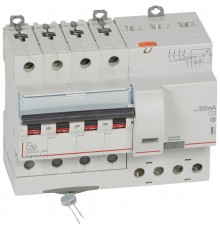 Выключатель автоматический дифференциального тока DX3 6000 4п 50А С 300мА тип AС (7 мод)  411210  Legrand