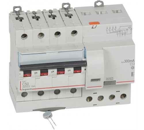 Выключатель автоматический дифференциального тока DX3 6000 4п 50А С 300мА тип AС (7 мод)  411210  Legrand