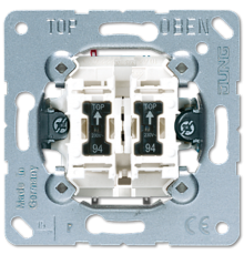 Балансирный контрольный выключатель 10 A / 250 В, двухклавишный, в комплекте 2 лампы (установлены); не подходит к клавишам серии EP; универсальные вст