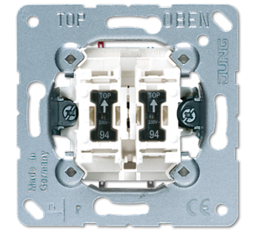 Балансирный контрольный выключатель 10 A / 250 В, двухклавишный, в комплекте 2 лампы (установлены); не подходит к клавишам серии EP; универсальные вст