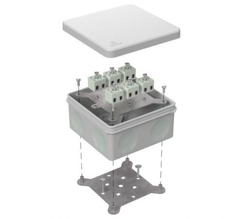 Коробка огнестойкая для о/п двухкомпонентная 60-0300-FR2.5-12 Е15-Е120 RAL7035 100х100х50 (14 шт/кор) серая  60-0300-7035-FR2.5-12  Промрукав