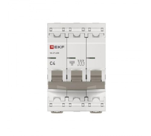 Выключатель автоматический трёхполюсный 4А (C) 6кА ВА 47-63N PROxima M636304C  EKF
