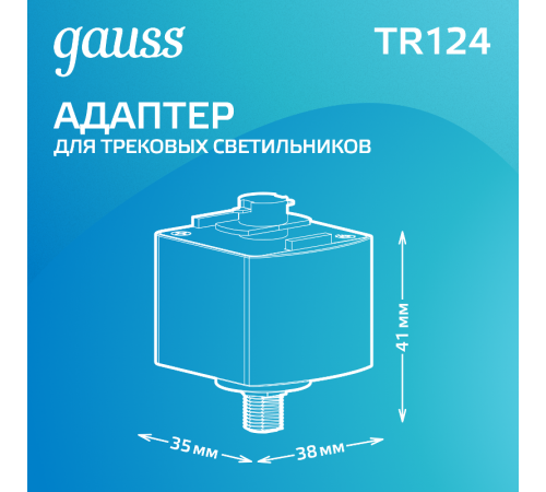 Адаптер питания для подключения светильника к трековой системе, цвет черный  TR124  Gauss