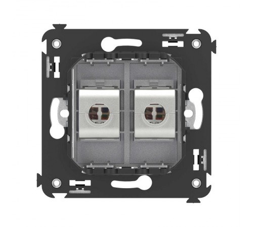 Компьютерная розетка RJ-45 без шторки в стену, кат.5e двойная экранированная, "Avanti", "Закаленная сталь"  4404764  DKC