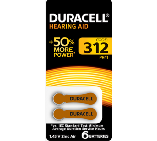 Батарейки Duracell ZA312-6BL  Б0039181  Duracell