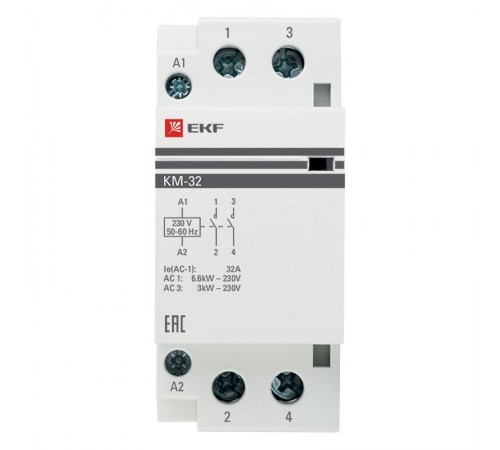Контактор модульный КМ 32А 2NО (2 мод.) EKF PROxima  km-2-32-20  EKF