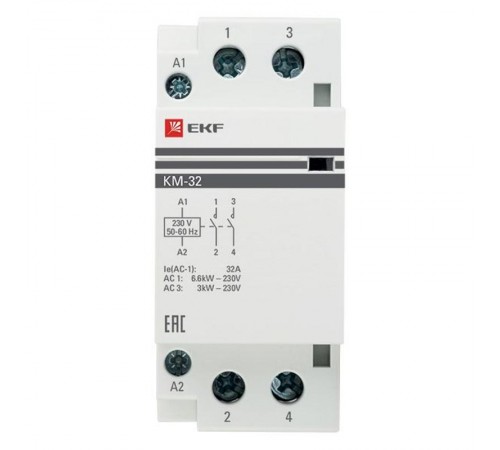 Контактор модульный КМ 32А 2NО (2 мод.) EKF PROxima  km-2-32-20  EKF