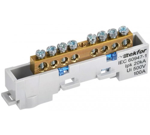 TEKFOR Шина N "ноль" неизолированная на универсальном держателе 6х9-8-С  TF-NN10-08-DL-K07  IEK