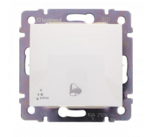 Valena Белый Выключатель кнопочный 1-клавишный с символом "звонок" IP44  770099  Legrand