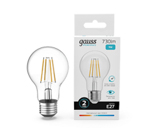 Лампа светодиодная   Filament Elementary А60 9W 730lm 4100К Е27 LED 1/10/50  22229  Gauss
