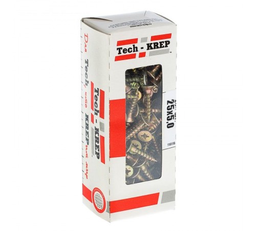 Саморезы универсальные 25х5,0 мм (200 шт) желтые - коробка с окном ( 0,416 кг)  102259  Tech-KREP