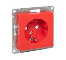 Механизм розетки, 16А, с заземлением, со шторками, красный Эпика EKF  UP1-SOR-111  EKF