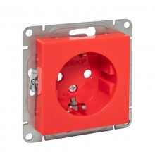 Механизм розетки, 16А, с заземлением, со шторками, красный Эпика EKF  UP1-SOR-111  EKF
