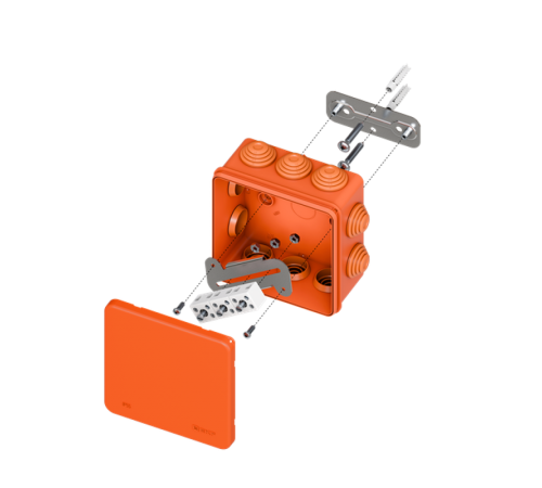 Коробка огнестойкая E45 100х100х50мм с клеммниками 6 полюсов 0,5-4мм2 IP55 HF  plc-kmfr-100-604  EKF