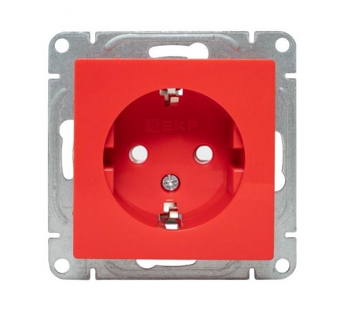 Механизм розетки, 16А, с заземлением, со шторками, красный Эпика EKF  UP1-SOR-111  EKF