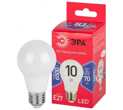 Лампа светодиодная ЭКО LED A60-10W-865-E27 R (диод, груша, 10Вт, хол, E27)  Б0045324  ЭРА