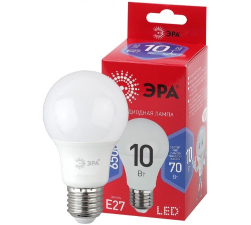 Лампа светодиодная ЭКО LED A60-10W-865-E27 R (диод, груша, 10Вт, хол, E27)  Б0045324  ЭРА
