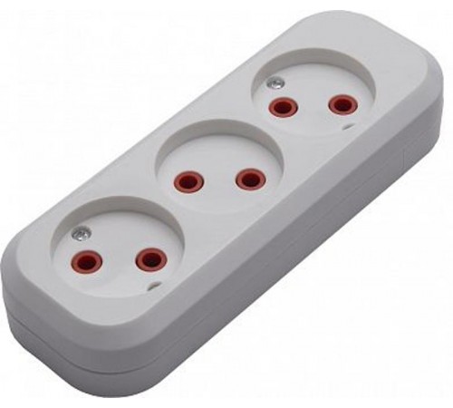 PST10-300-20 Розетка переносная разборная, 3-местная б/з, 250В, 10A, белый  39008  STEKKER